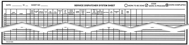 Service Dispatch Sheet