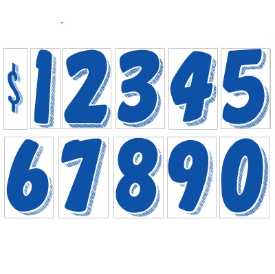 7-1/2" Blue & White Windshield Numbers