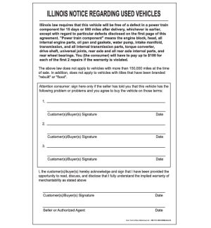 IL Used Vehicle Notice Form