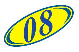 Blue & Yellow 2 Digit Oval Year Model