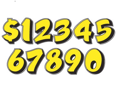 Yellow & Black Die Cut Graphic Adhesive Number