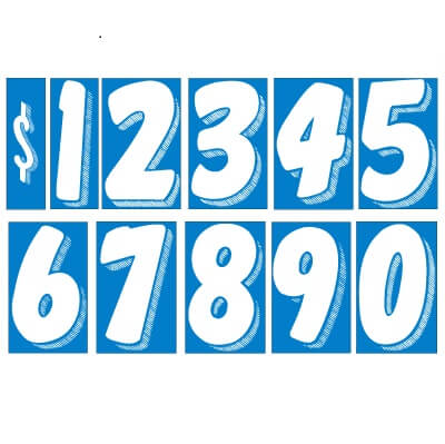 7-1/2" White & Blue Windshield Numbers