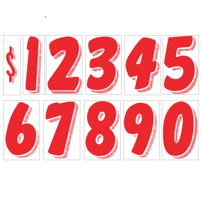 7-1/2" Red & White Windshield Numbers