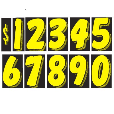 7-1/2" Yellow & Black Windshield Numbers