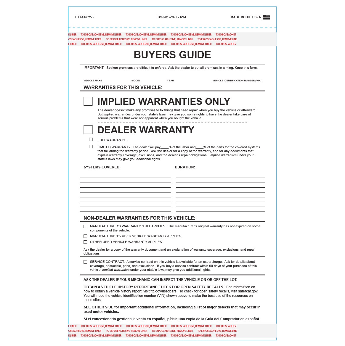 Standard 2 Part Federal Buyers Guide - Image 2